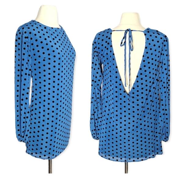 Lovers + Friends Delaney Shift Mini Dress Polka Dot Blue Size XXS - Picture 1 of 14